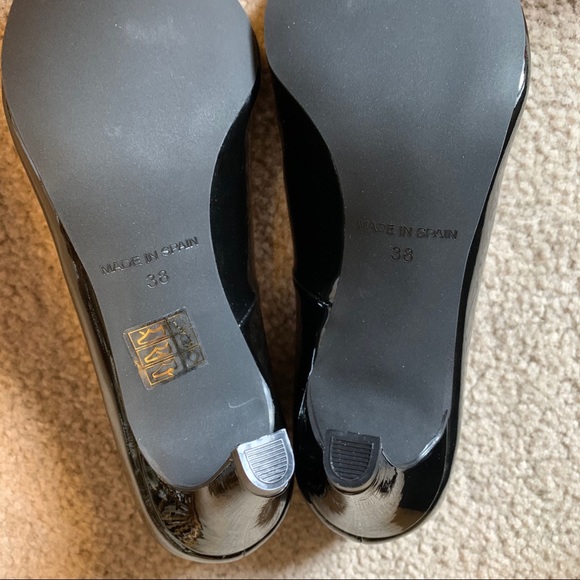 NWT UK Mod Shoes Vtg Repro Black Heels - Picture 5 of 6